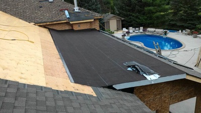 Overhead view of Residential Torch down Flat Roof in Vaughan